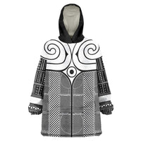 Japan Wearable Blanket Hoodie Jomon Tattoo Inspiration Black