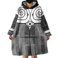 Japan Wearable Blanket Hoodie Jomon Tattoo Inspiration Black
