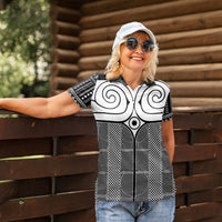 Japan Women Polo Shirt Jomon Tattoo Inspiration Black