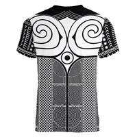 Japan Women V-Neck T-Shirt Jomon Tattoo Inspiration Black