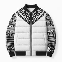 Japan Indigenous Jomon Tattoo Inspiration Bomber Puffer Jacket White Version