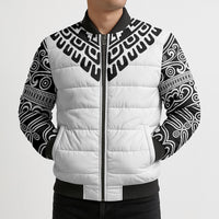 Japan Indigenous Jomon Tattoo Inspiration Bomber Puffer Jacket White Version
