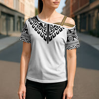 Japan Indigenous Jomon Tattoo Inspiration Cross Shoulder Shirt White Version