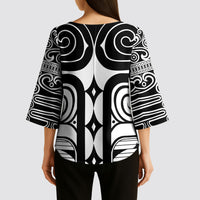 Japan Indigenous Jomon Tattoo Inspiration Kimono Sleeve Blouse White Version