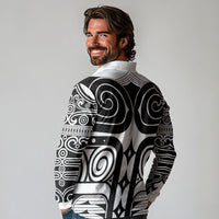 Japan Indigenous Jomon Tattoo Inspiration Long Sleeve Polo Shirt White Version