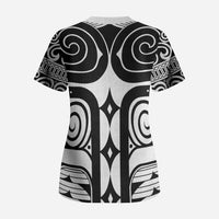 Japan Indigenous Jomon Tattoo Inspiration Scrub Top White Version