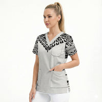 Japan Indigenous Jomon Tattoo Inspiration Scrub Top White Version