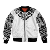 Japan Indigenous Jomon Tattoo Inspiration Sleeve Zip Bomber Jacket White Version