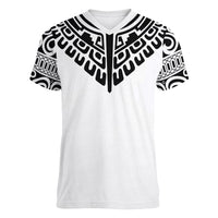 Japan Indigenous Jomon Tattoo Inspiration Women V-Neck T-Shirt White Version