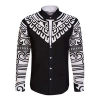 Japan Indigenous Jomon Tattoo Inspiration Long Sleeve Button Shirt Black Version