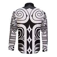 Japan Indigenous Jomon Tattoo Inspiration Long Sleeve Button Shirt Black Version