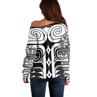 Japan Indigenous Jomon Tattoo Inspiration Off Shoulder Sweater Black Version