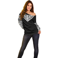 Japan Indigenous Jomon Tattoo Inspiration Off Shoulder Sweater Black Version