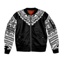 Japan Indigenous Jomon Tattoo Inspiration Sleeve Zip Bomber Jacket Black Version