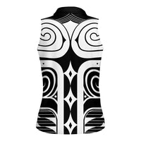 Japan Indigenous Jomon Tattoo Inspiration Women Sleeveless Polo Shirt Black Version