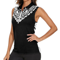 Japan Indigenous Jomon Tattoo Inspiration Women Sleeveless Polo Shirt Black Version