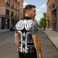 Japan Indigenous Jomon Tattoo Inspiration Zipper Polo Shirt Black Version