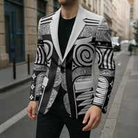 Japanese Indigenous Blazer Jomon Tribal Inspired White