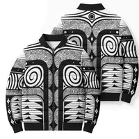 Japanese Indigenous Bomber Puffer Jacket Jomon Tribal Inspired White