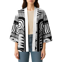 Japanese Indigenous Kimono Jomon Tribal Inspired White
