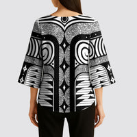 Japanese Indigenous Kimono Sleeve Blouse Jomon Tribal Inspired White