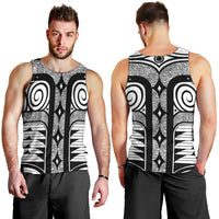 Japanese Indigenous Men Tank Top Jomon Tribal Inspired White