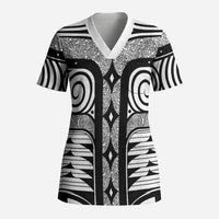 Japanese Indigenous Scrub Top Jomon Tribal Inspired White