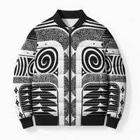 Japanese Indigenous Bomber Puffer Jacket Jomon Tribal Inspired Black