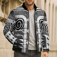 Japanese Indigenous Bomber Puffer Jacket Jomon Tribal Inspired Black