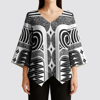 Japanese Indigenous Kimono Sleeve Blouse Jomon Tribal Inspired Black