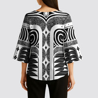 Japanese Indigenous Kimono Sleeve Blouse Jomon Tribal Inspired Black