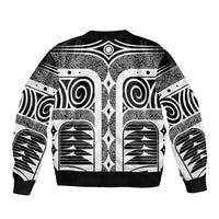 Japanese Indigenous Sleeve Zip Bomber Jacket Jomon Tribal Inspired Black