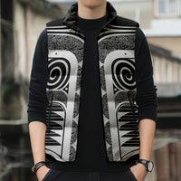 Japanese Indigenous Sleeveless Puffer Jacket Jomon Tribal Inspired Black