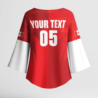 Custom Canada Football 2026 Kimono Sleeve Blouse Les Rouges Making History