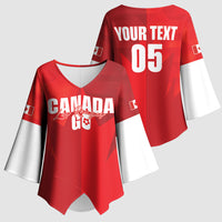 Custom Canada Football 2026 Kimono Sleeve Blouse Les Rouges Making History