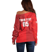 Custom Canada Football 2026 Off Shoulder Sweater Les Rouges Making History