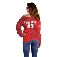 Custom Canada Football 2026 Off Shoulder Sweater Les Rouges Making History