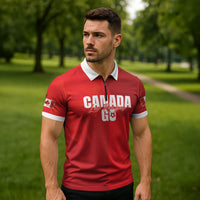 Custom Canada Football 2026 Zipper Polo Shirt Les Rouges Making History