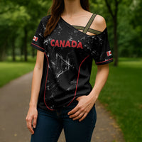 Custom Canada Football 2026 Cross Shoulder Shirt Go Les Rouges