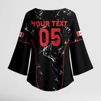 Custom Canada Football 2026 Kimono Sleeve Blouse Go Les Rouges
