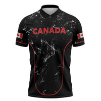 Custom Canada Football 2026 Zipper Polo Shirt Go Les Rouges
