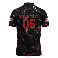 Custom Canada Football 2026 Zipper Polo Shirt Go Les Rouges