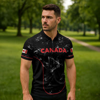 Custom Canada Football 2026 Zipper Polo Shirt Go Les Rouges
