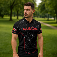 Custom Canada Football 2026 Zipper Polo Shirt Go Les Rouges