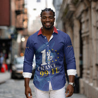 Custom Cape Verde Football Long Sleeve Button Shirt Blue Sharks Still Undefeated
