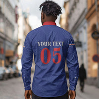 Custom Cape Verde Football Long Sleeve Button Shirt Blue Sharks Still Undefeated