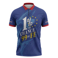 Custom Cape Verde Football Zipper Polo Shirt Blue Sharks Still Undefeated