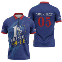 Custom Cape Verde Football Zipper Polo Shirt Blue Sharks Still Undefeated