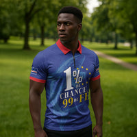 Custom Cape Verde Football Zipper Polo Shirt Blue Sharks Still Undefeated