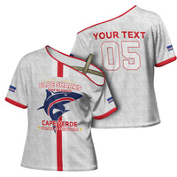 Custom Cabo Verde Cross Shoulder Shirt Blue Sharks Fear No Giants